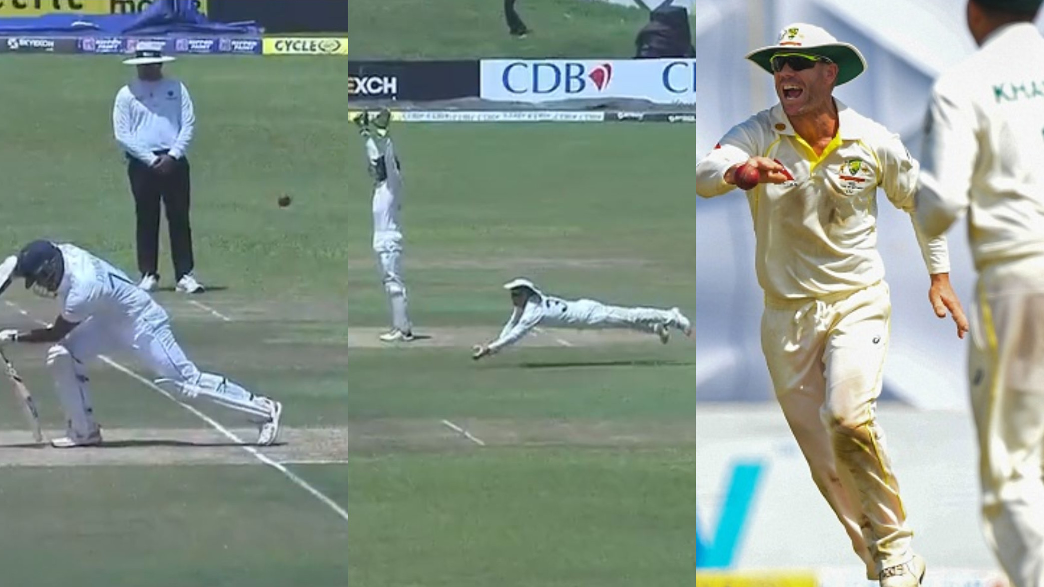 SL v AUS 2022: WATCH- David Warner’s awareness results in a ripper of a diving catch to dismiss Karunaratne