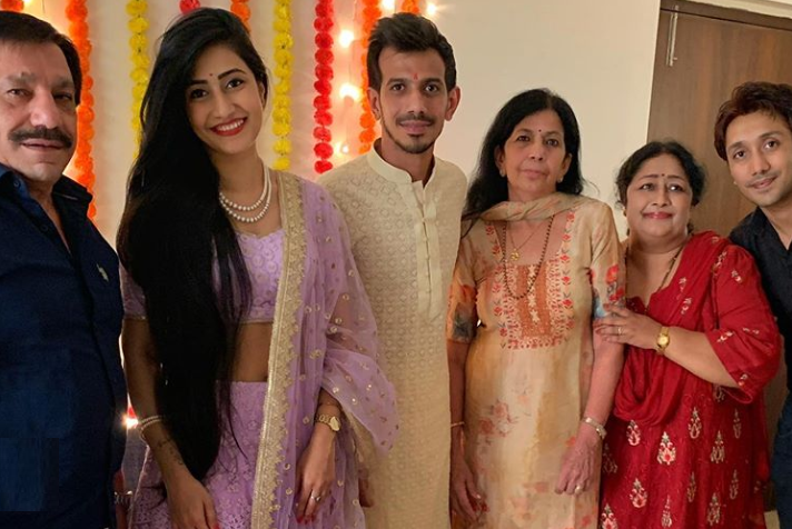 Yuzvendra Chahal and his family with Dhanashree Verma | Instagram