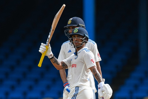 Ishan Kishan celebrates his maiden Test fifty | Getty