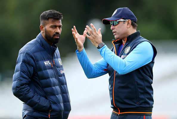 Hardik Pandya will make his India captaincy debut, here with coach VVS Laxman | Getty
