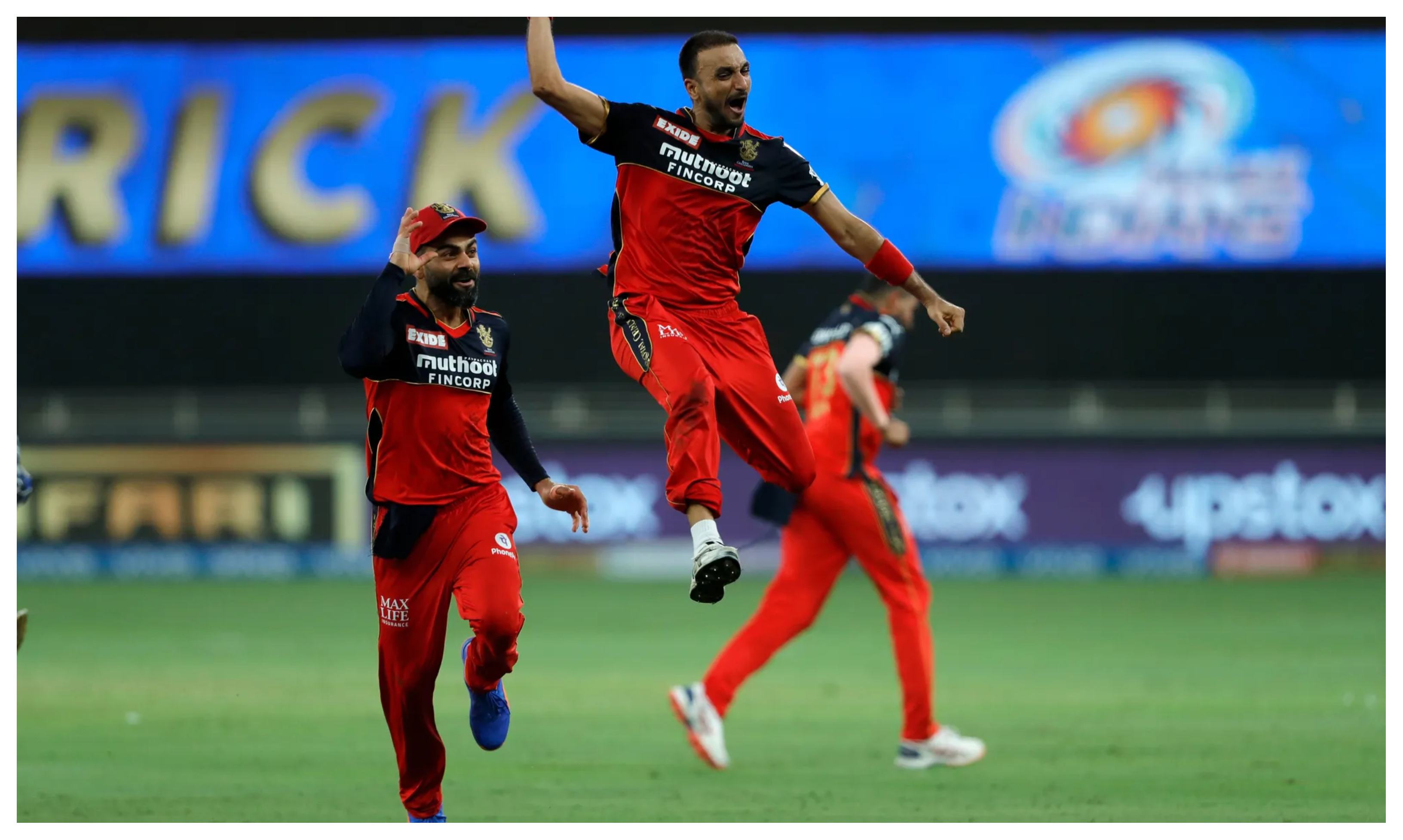Harshal Patel celebrates his hat-trick against MI | BCCI/IPL