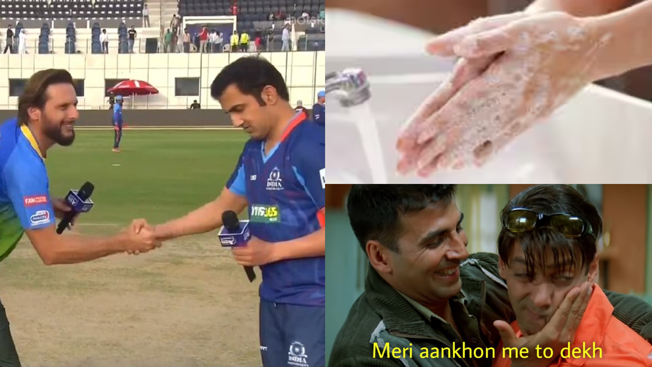 WATCH- Gambhir and Afridi rekindle old rivalry in LLC 2023; meme fest ensues after their awkward handshake