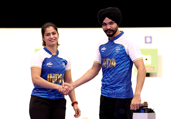 Manu Bhaker and Sarabjot Singh | Getty