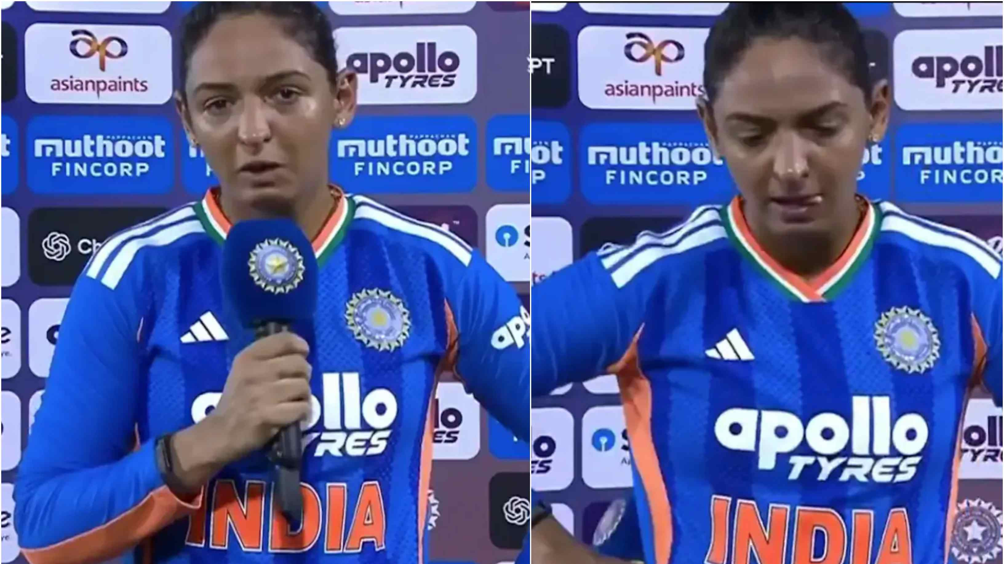 WATCH: WATCH: Harmanpreet Kaur breaks down on live TV after 91-run knock against Zimbabwe in third T20I