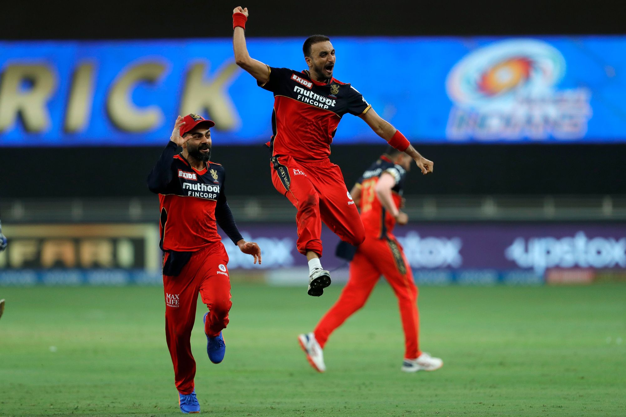 Harshal Patel celebrating after taking his first hat-trick | BCCI/IPL