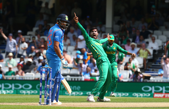 Amir getting Rohit Sharma's wicket on the 3rd ball of the Indian innings | Getty