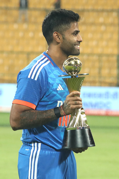 Suryakumar Yadav with the winner's trophy | Getty