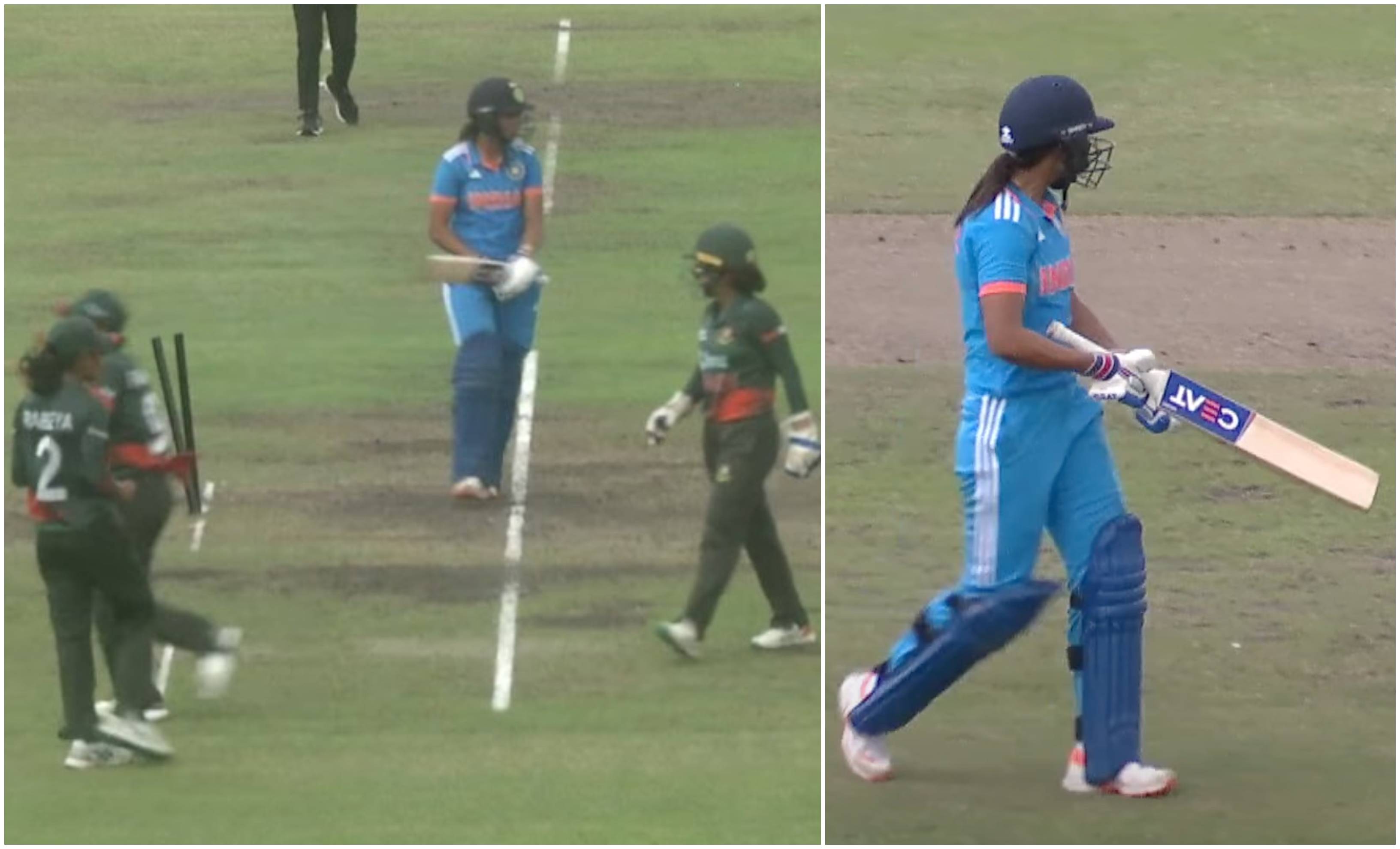 Harmanpreet lost her cool after being given out in the third WODI against Bangladesh | Screengrab