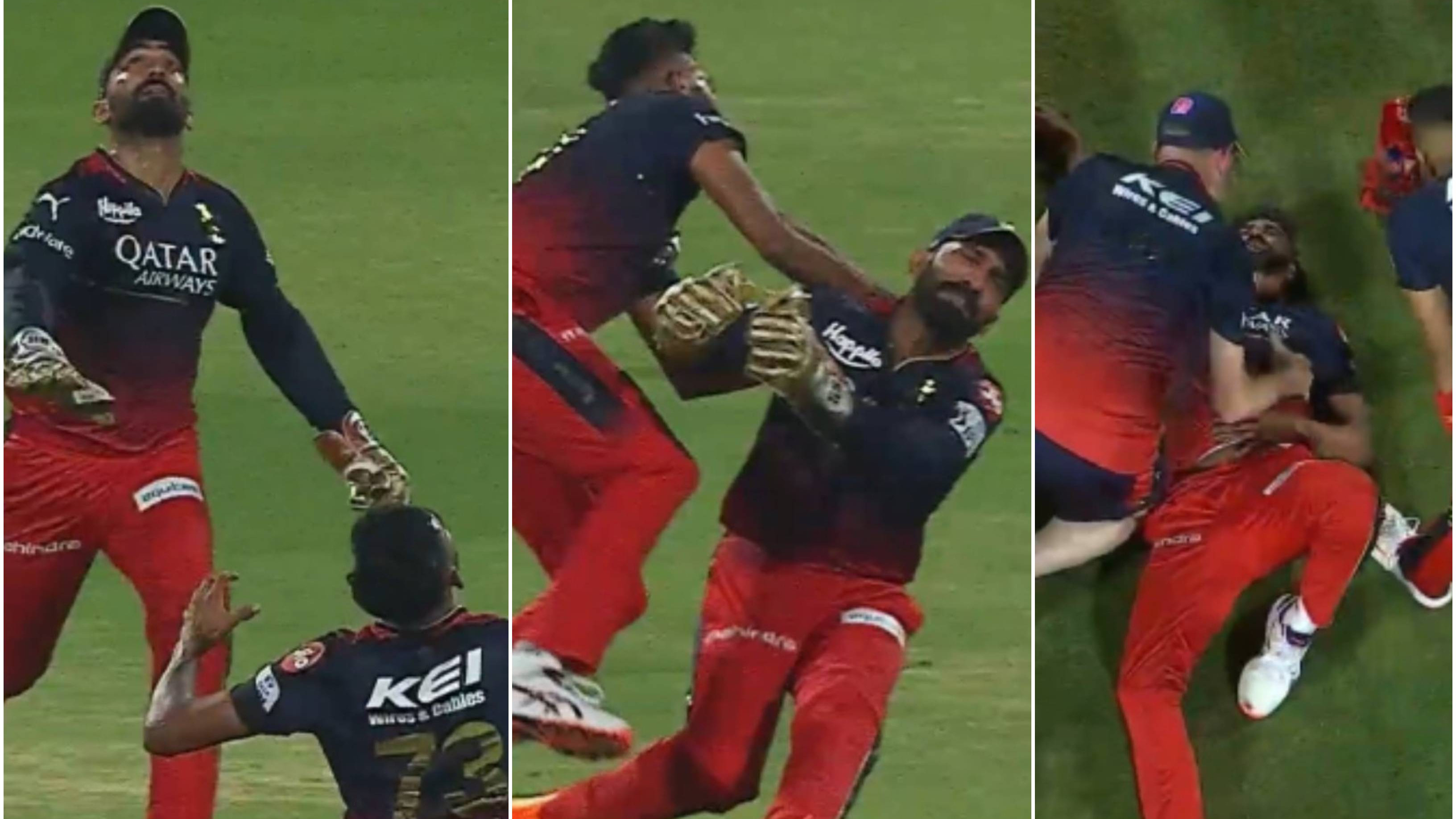 IPL 2023: WATCH – Mohammed Siraj, Dinesh Karthik involved in nasty collision as Rohit Sharma survives