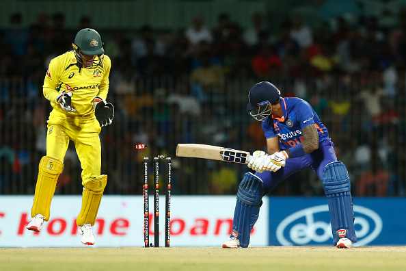 Suryakumar Yadav was cleaned up by Ashton Agar in the third ODI | Getty