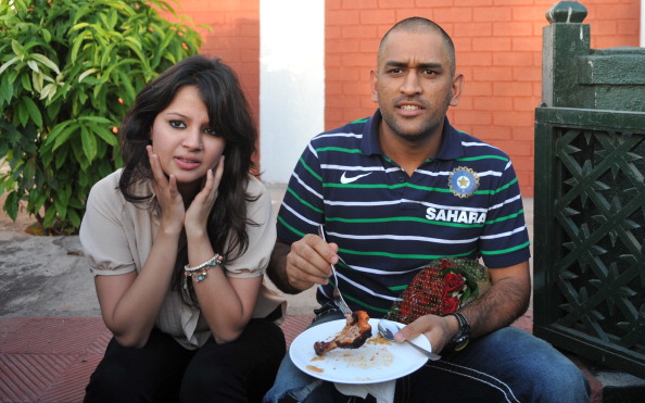 MS Dhoni with his wife Sakshi | Getty