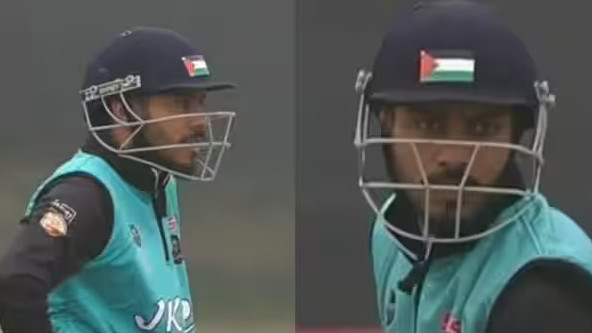 WATCH- Furqan Bhat sports Palestine flag on his helmet in J&K Champions League; gets summoned by police