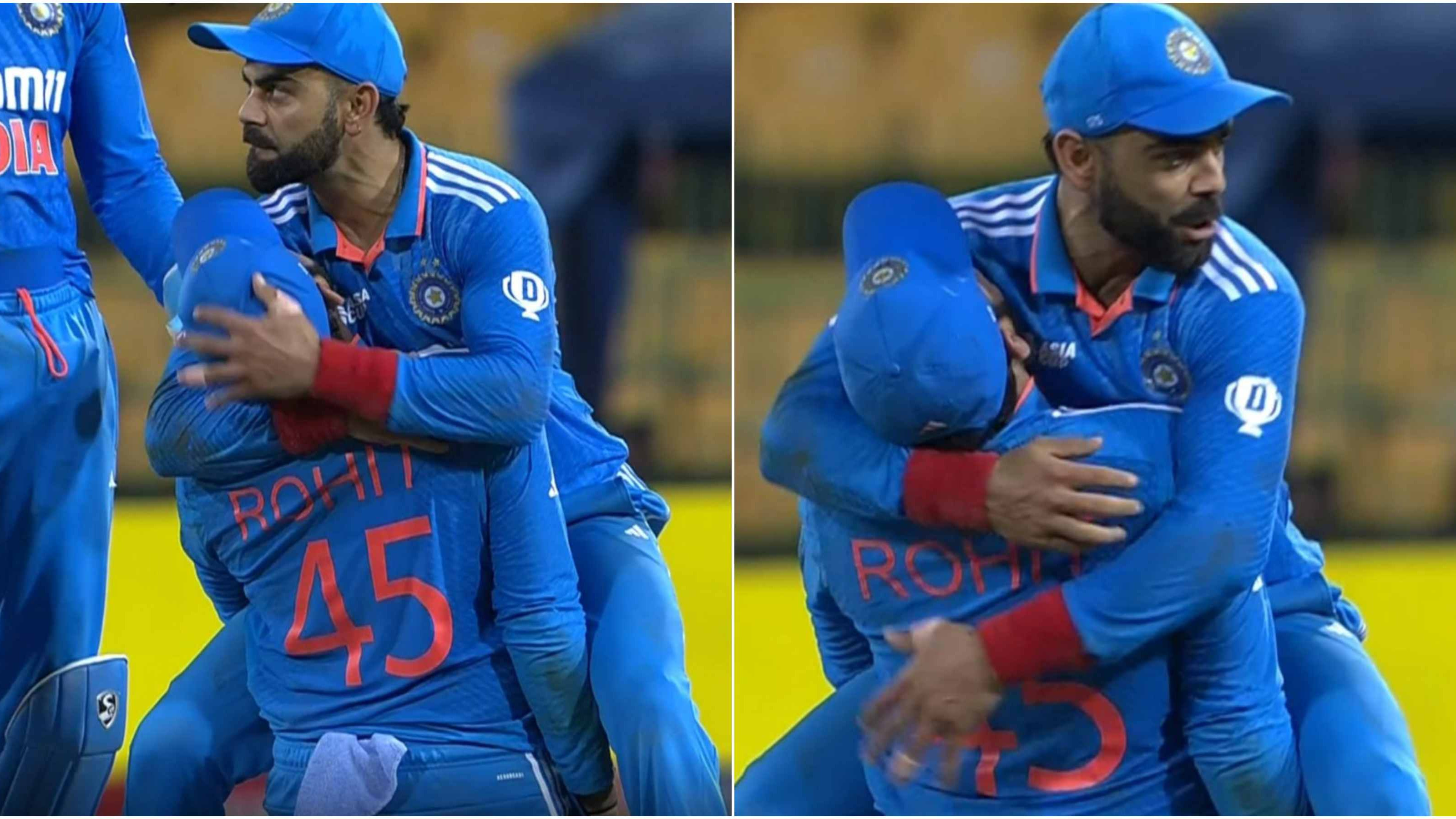 Asia Cup 2023: WATCH – Bromance moment as Virat Kohli hugs Rohit Sharma while celebrating Dasun Shanaka’s wicket