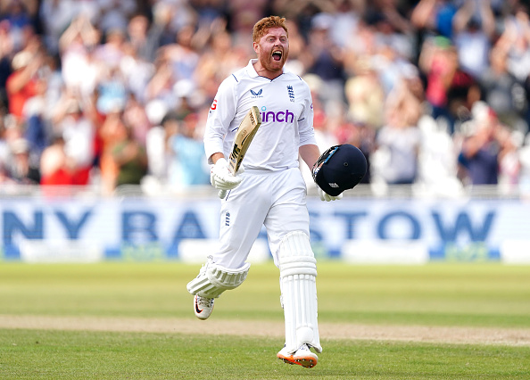 Jonny Bairstow celebrates his century at Trent Bridge | Getty