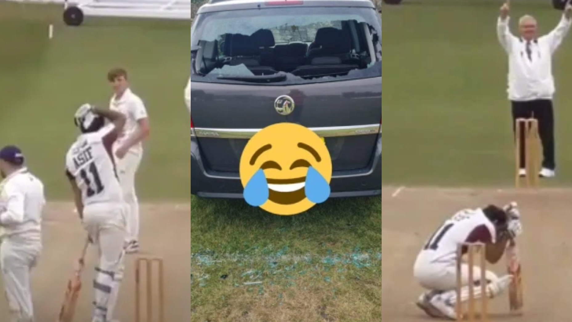 WATCH- Club cricketer distraught after smashing his car’s windscreen with a massive six