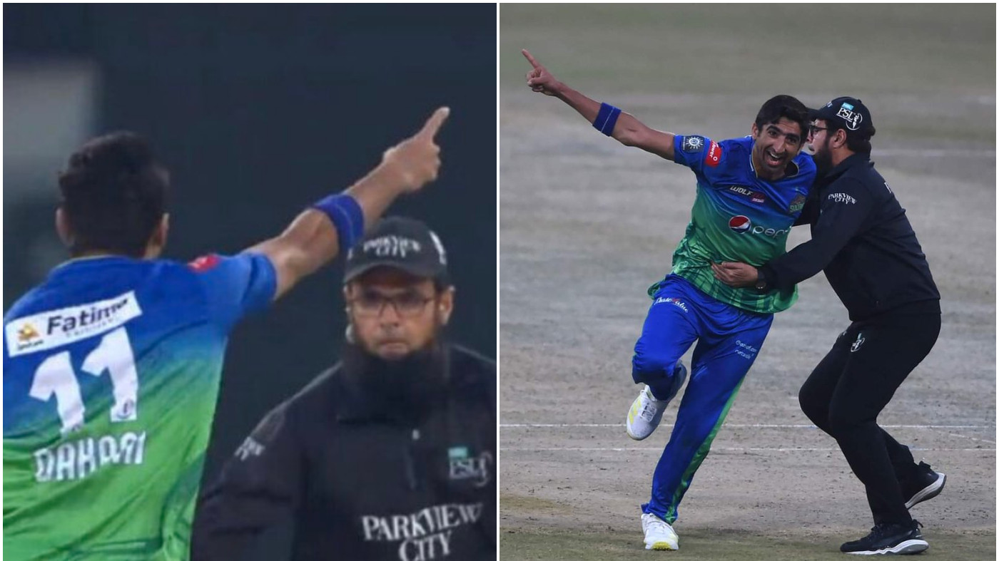 PSL 2022: WATCH - Shahnawaz Dahani escapes umpire Aleem Dar to complete his celebration