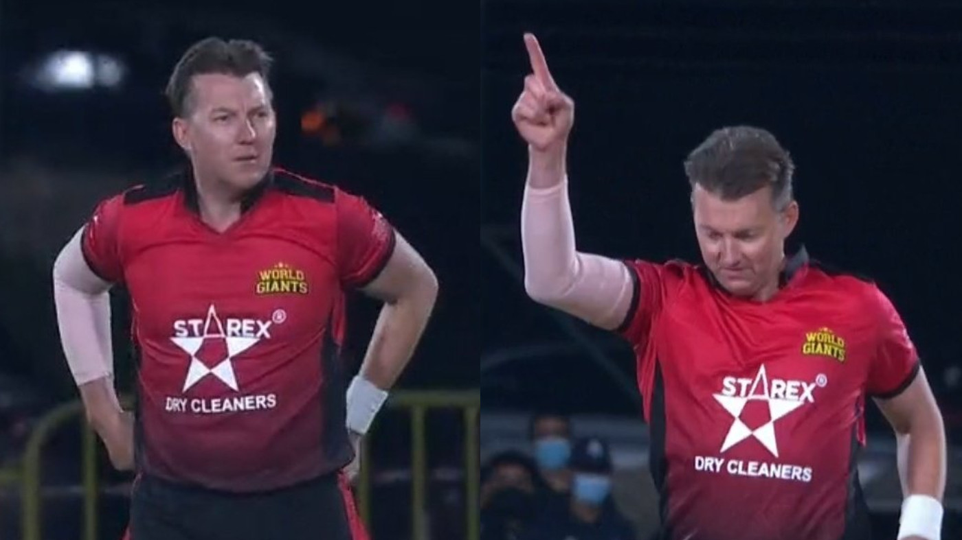 WATCH - Brett Lee turns back clock by defending 8 runs in the final over against India Maharajas