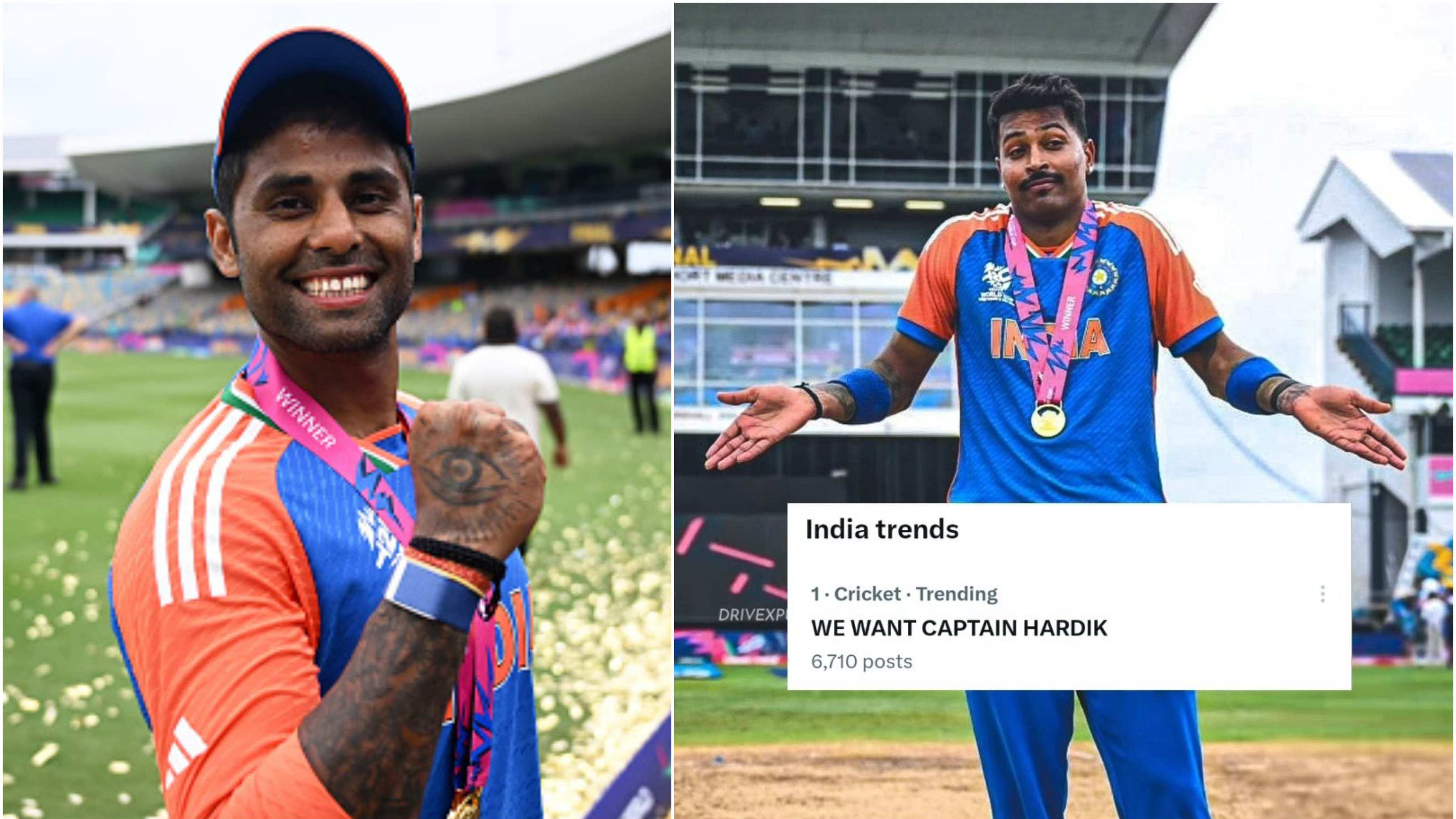 Fans trend 'We want captain Hardik' campaign after Suryakumar Yadav emerges as new favorite to lead India in T20Is