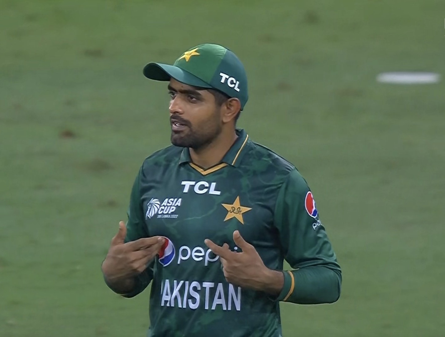 Babar Azam gestures after the review was taken | Screengrab 