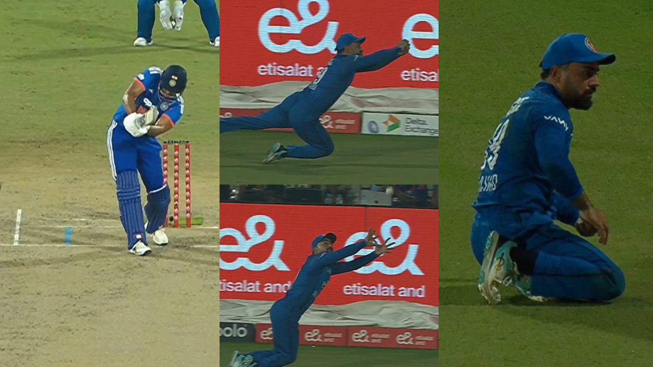 AFG v IND 2026: WATCH- Rashid Khan’s stunning catch at the boundary to dismiss Shivam Dube