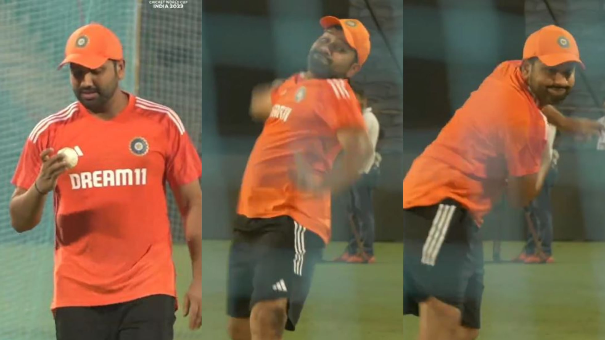 CWC 2023: WATCH- Rohit Sharma bowls off-spin in nets ahead of India v Bangladesh tie in Pune