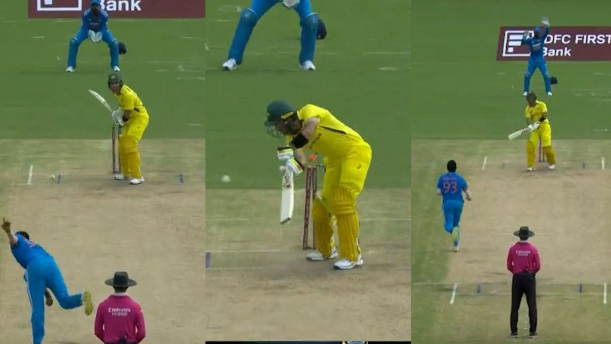 IND v AUS 2023: WATCH- Jasprit Bumrah cleans up Glenn Maxwell with a searing yorker