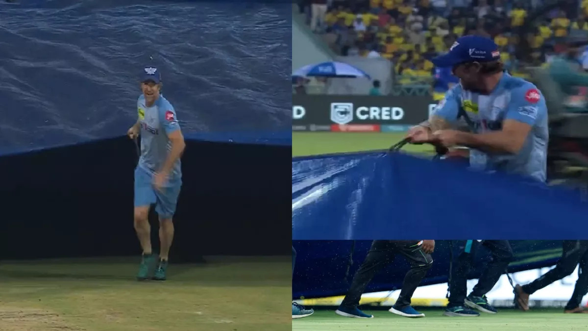 IPL 2023: WATCH- Jonty Rhodes helps Ekana ground staff with covers as LSG v CSK match called off due to rain