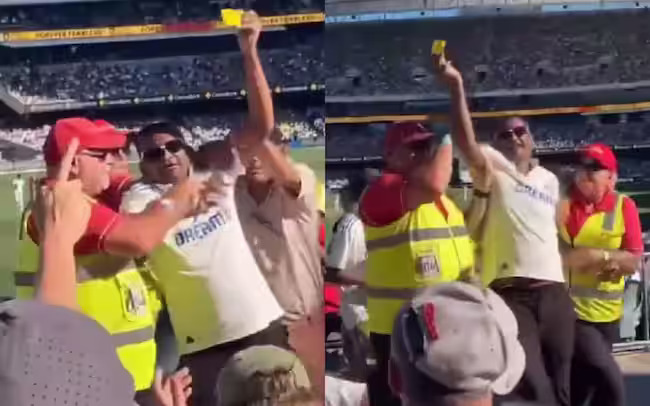 Indian fan waves sandpaper in Adelaide Oval stands | X