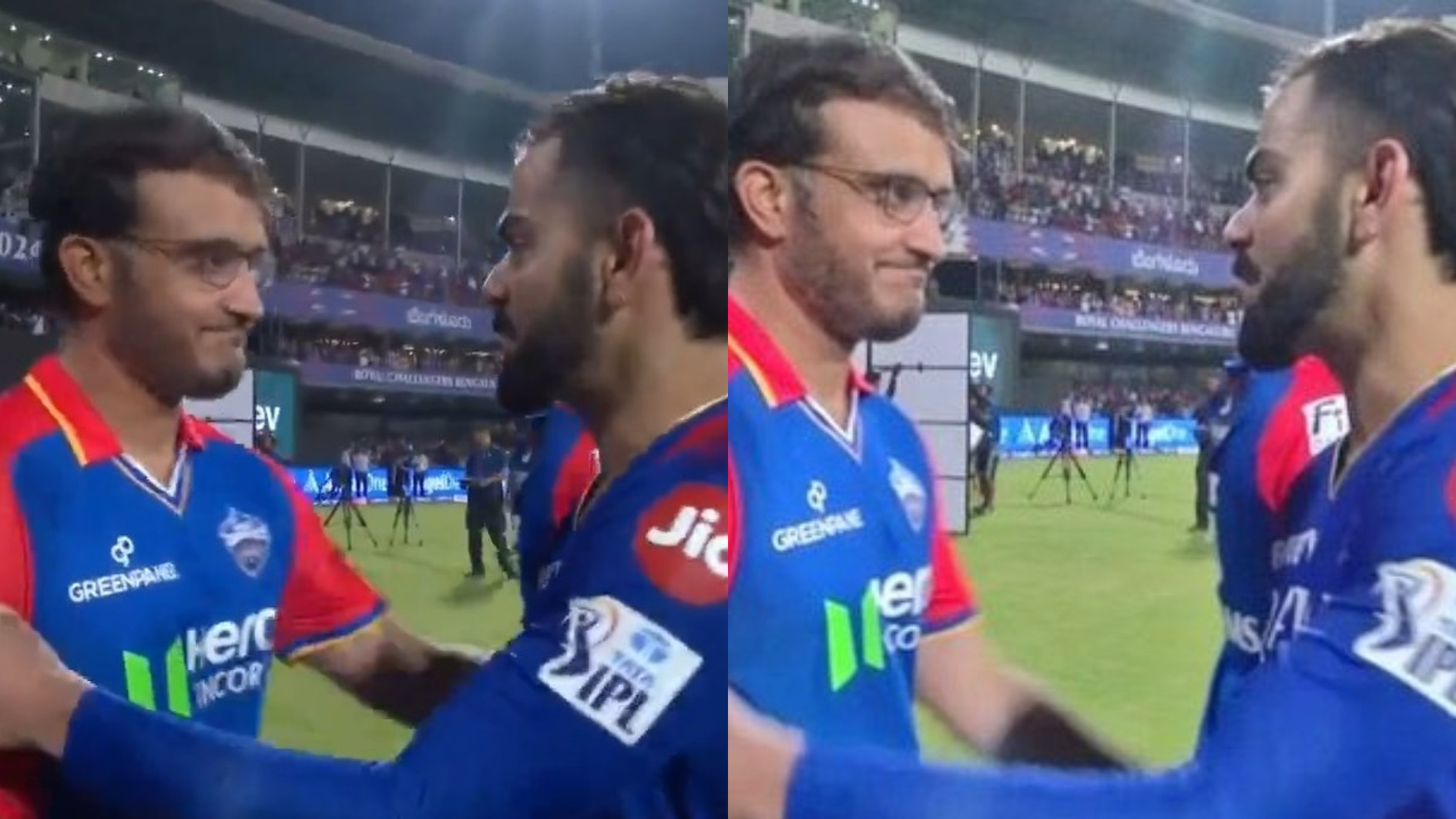 IPL 2024: WATCH- Sourav Ganguly takes off his cap as a mark of respect before shaking Virat Kohli’s hand 