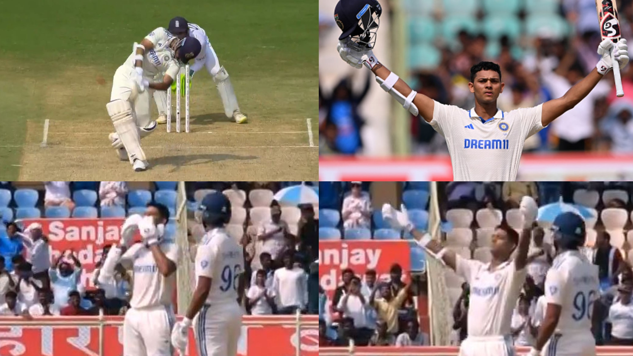 IND v ENG 2024: WATCH- Yashasvi Jaiswal reaches 2nd Test ton with a six; blows kisses to the crowd in celebration