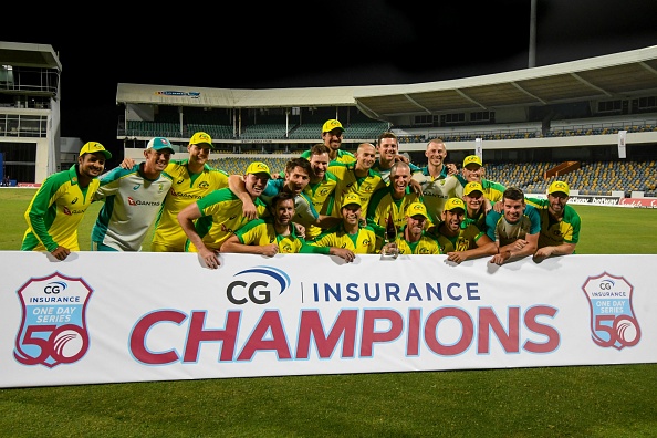 Australia celebrate the ODI series win over the West Indies | Getty Images