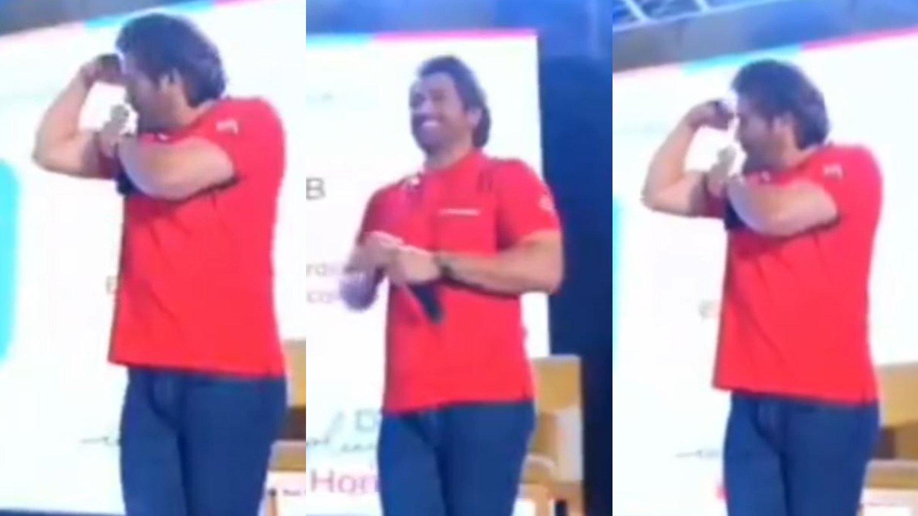 WATCH- MS Dhoni flexes biceps to show his amazing fitness at the age of 42