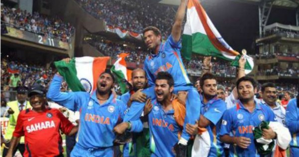 Sachin Tendulkar was lifted on the shoulders of his teammates after winning the 2011 World Cup | AFP