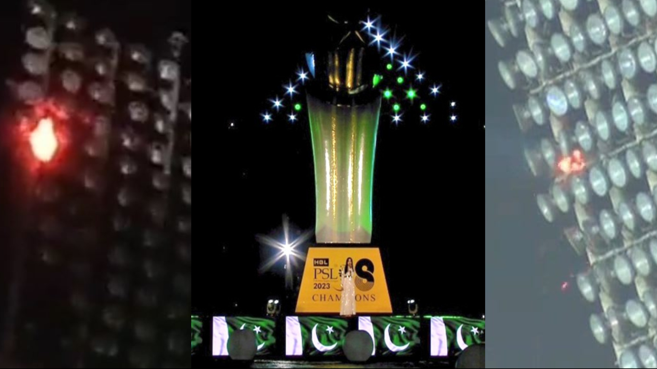 PSL 2023: WATCH- Floodlight tower catches fire due to fireworks during PSL 8 opening ceremony  