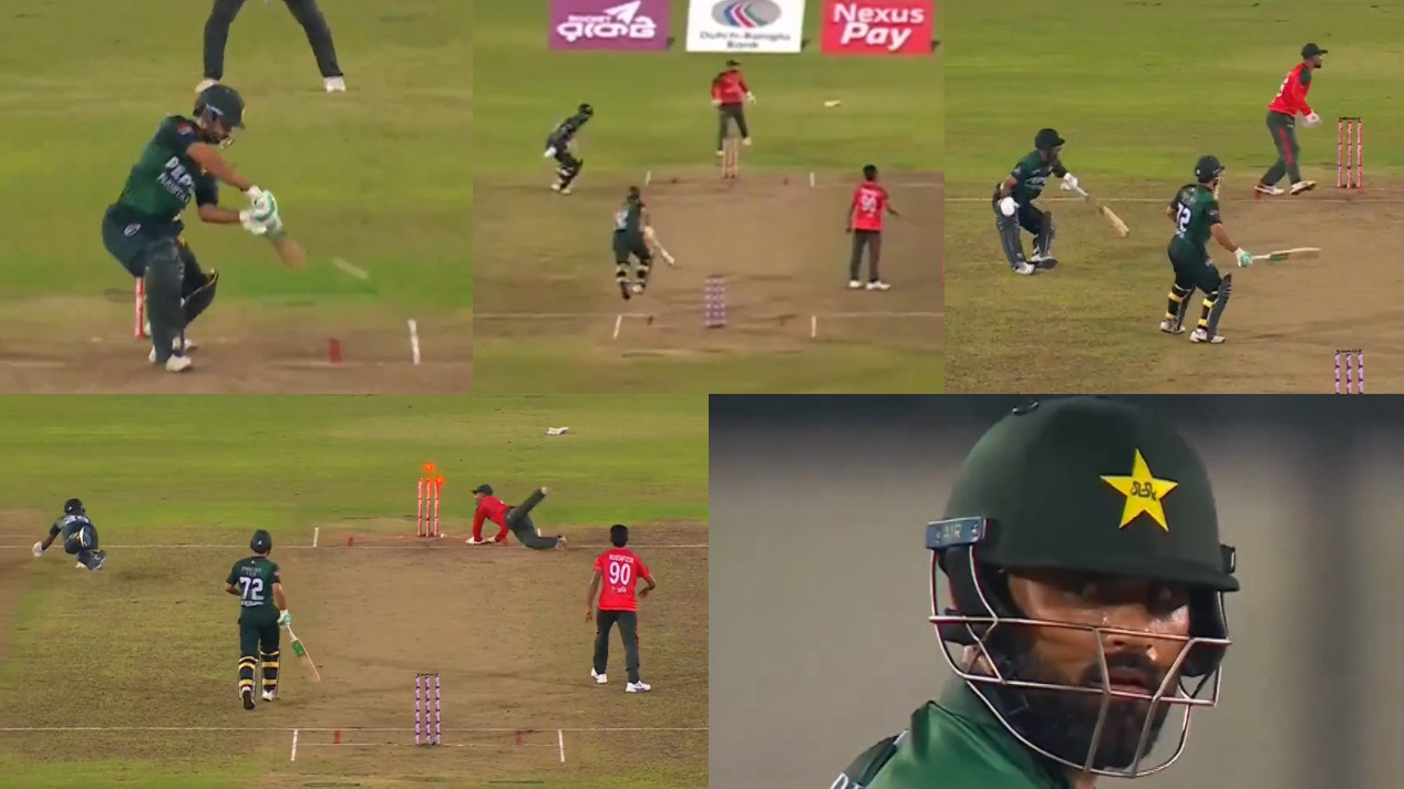 WATCH- Fakhar Zaman gets run out after hilarious mix-up with Khushdil Shah in the 1st BAN v PAK T20I