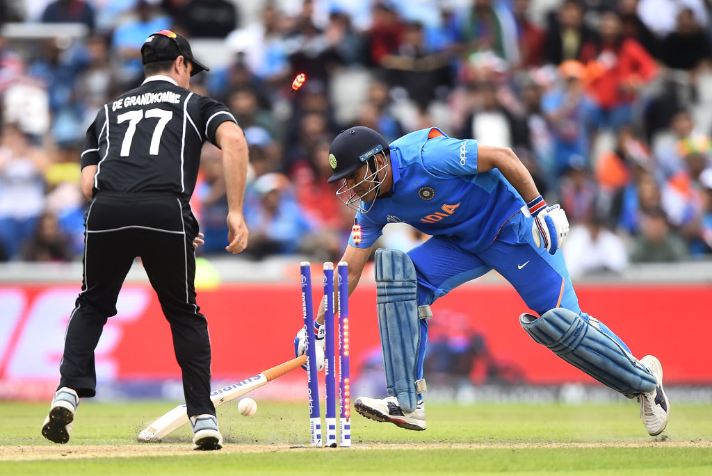 MS Dhoni has not played any cricket since this moment in the 2019 WC semi-final | Getty