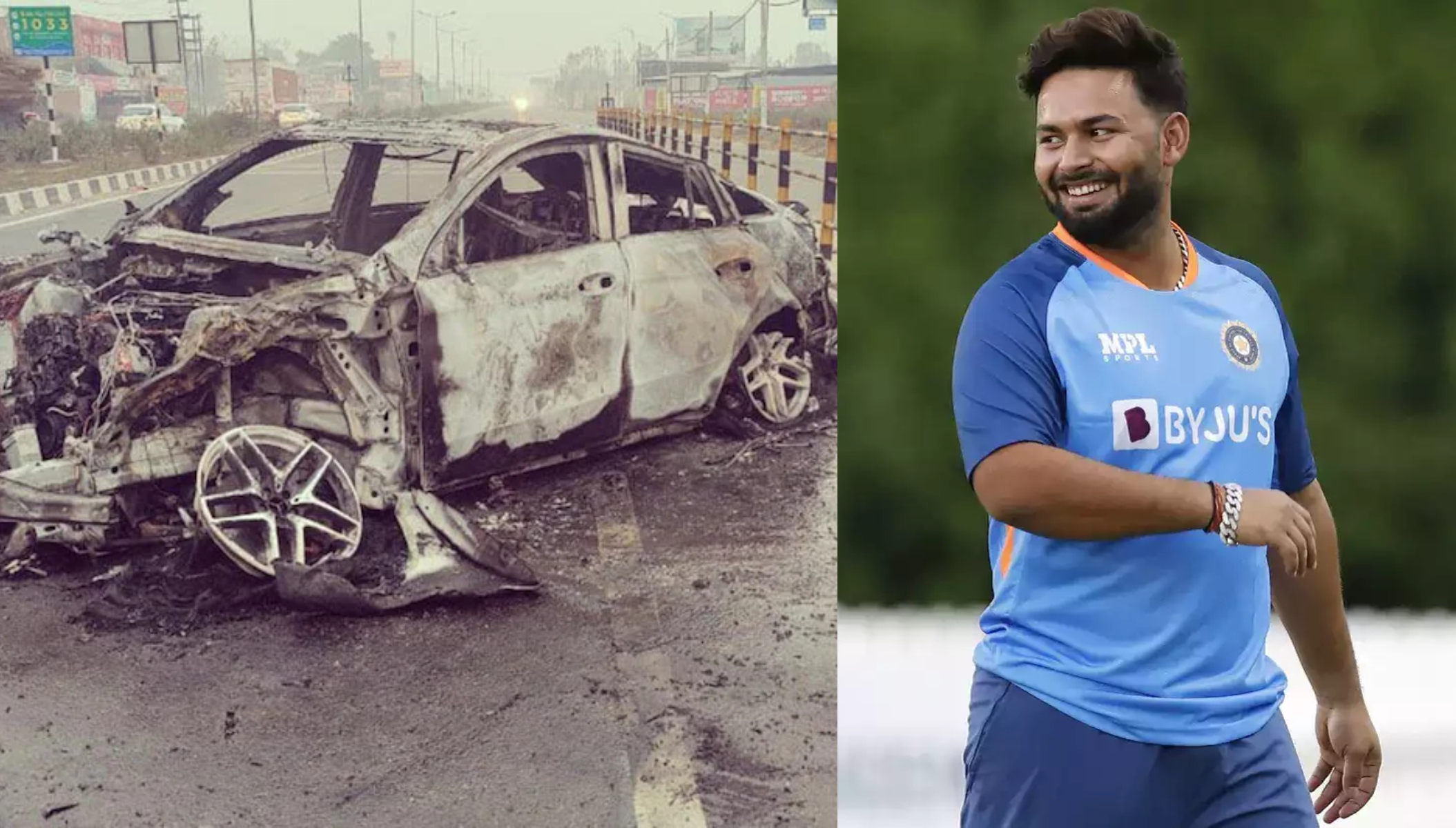 Mangled remains of Rishabh Pant's car after accident | Twitter