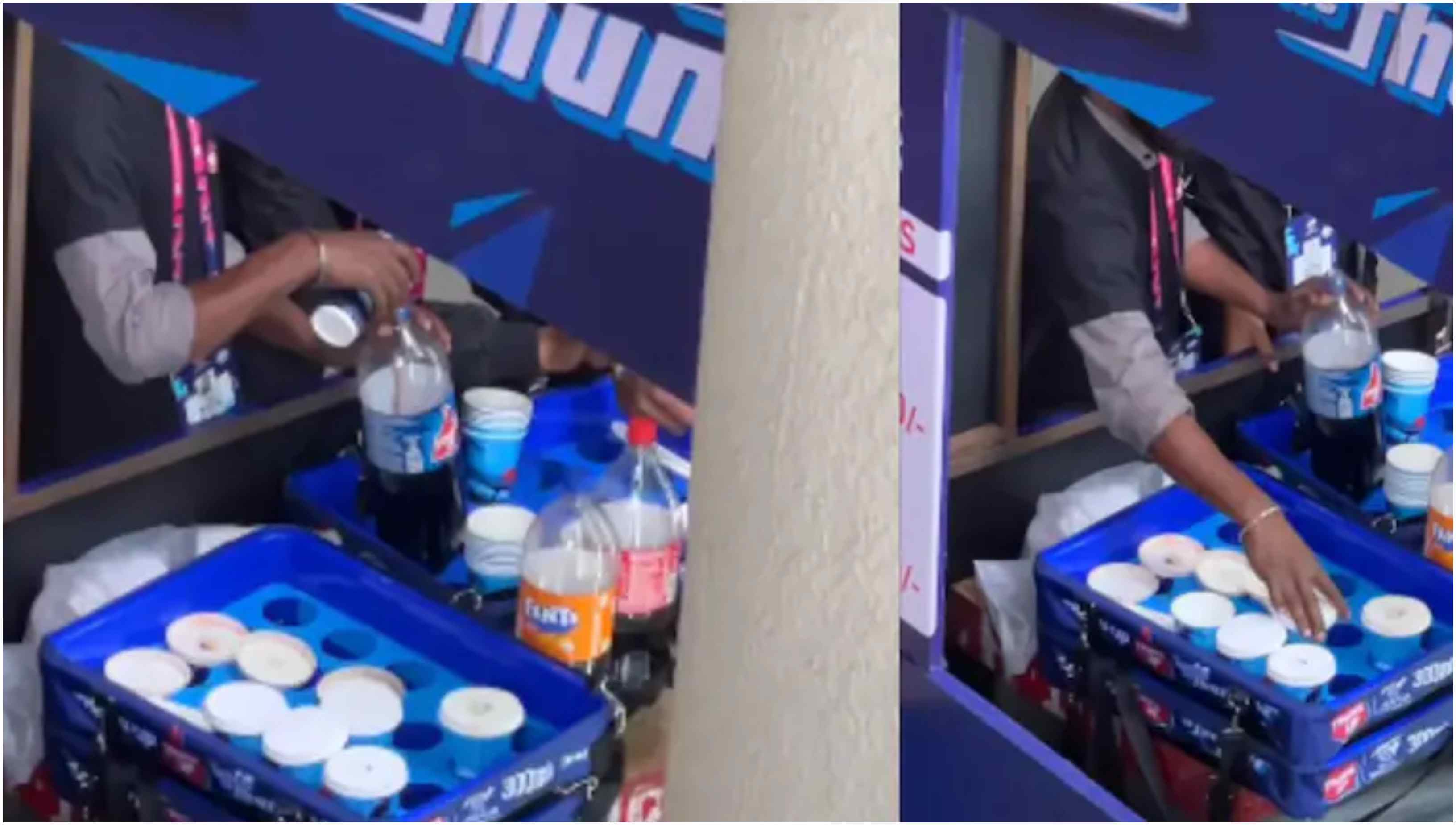 Video of vendor refilling soft drinks at Arun Jaitley Stadium went viral | Screengrab
