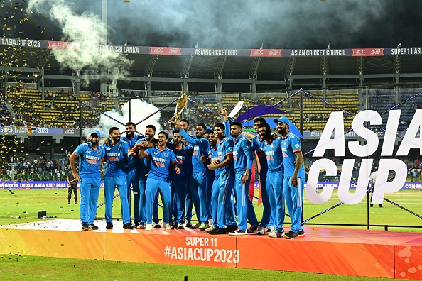 Indian players celebrating the Asia Cup 2023 triumph | Getty