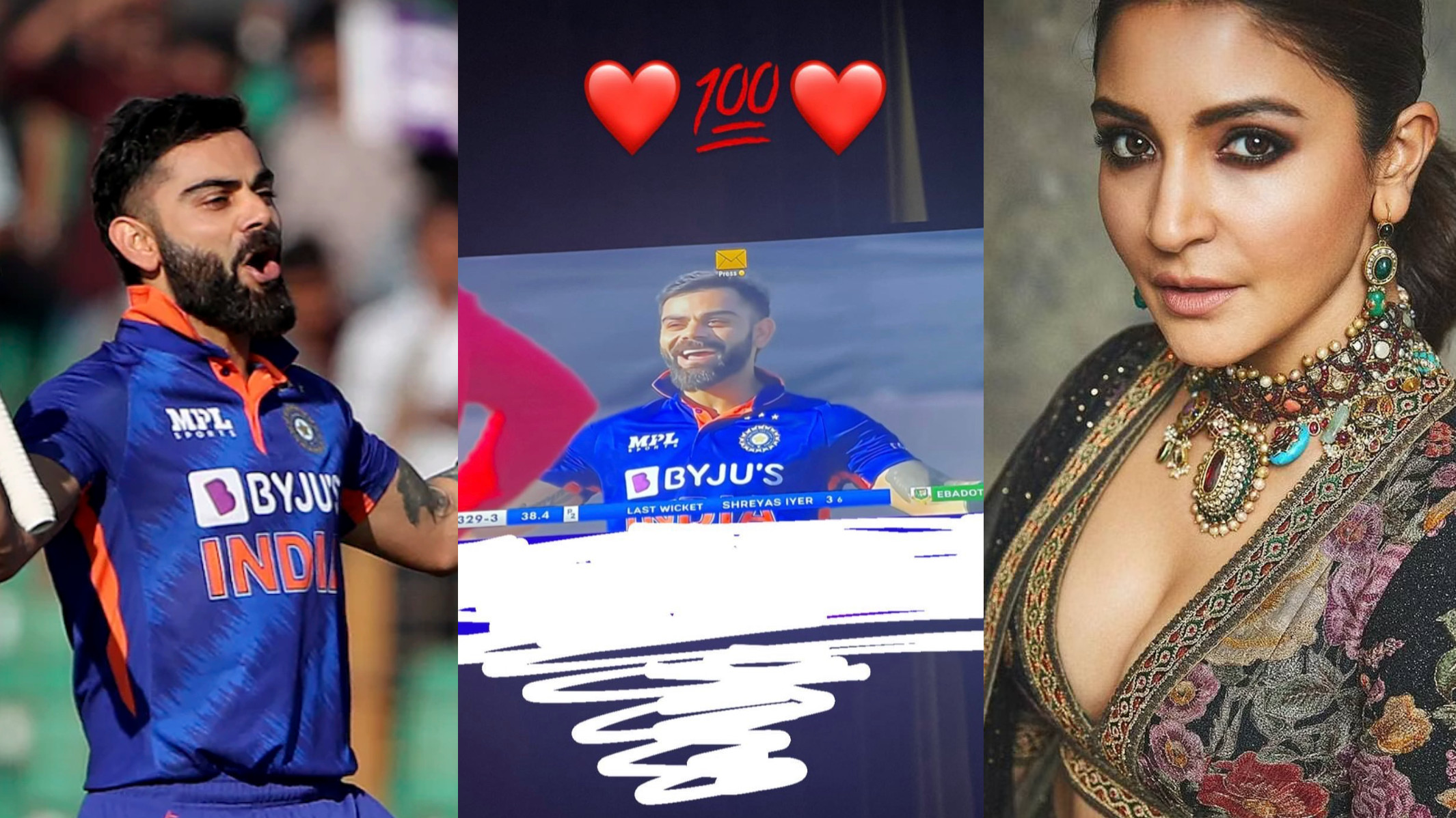BAN v IND 2022: Anushka Sharma reacts with heart emojis after Virat Kohli hits his 44th ODI century