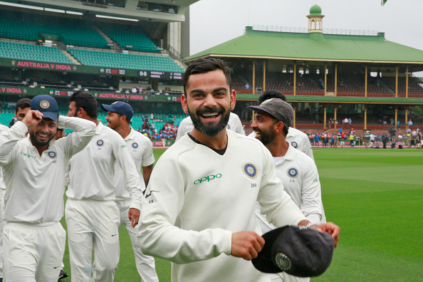 Virat Kohli and the Indian cricket team celebrate their maiden Test series win on Australian soil | Getty