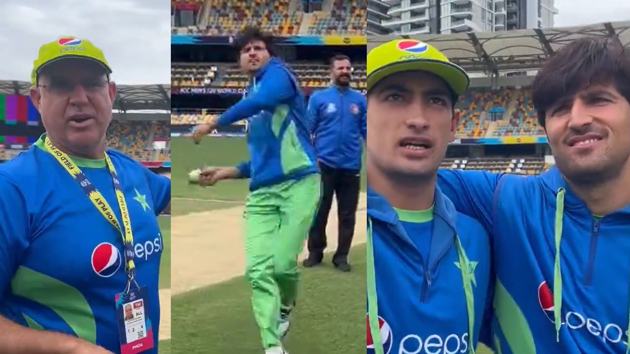 T20 World Cup 2022: WATCH- Hayden offers $100 to Naseem and Wasim Jr for a throw challenge; Wasim tries but fails