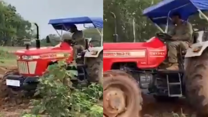 WATCH: MS Dhoni's desi swag; tries his hand in farming using a tractor 