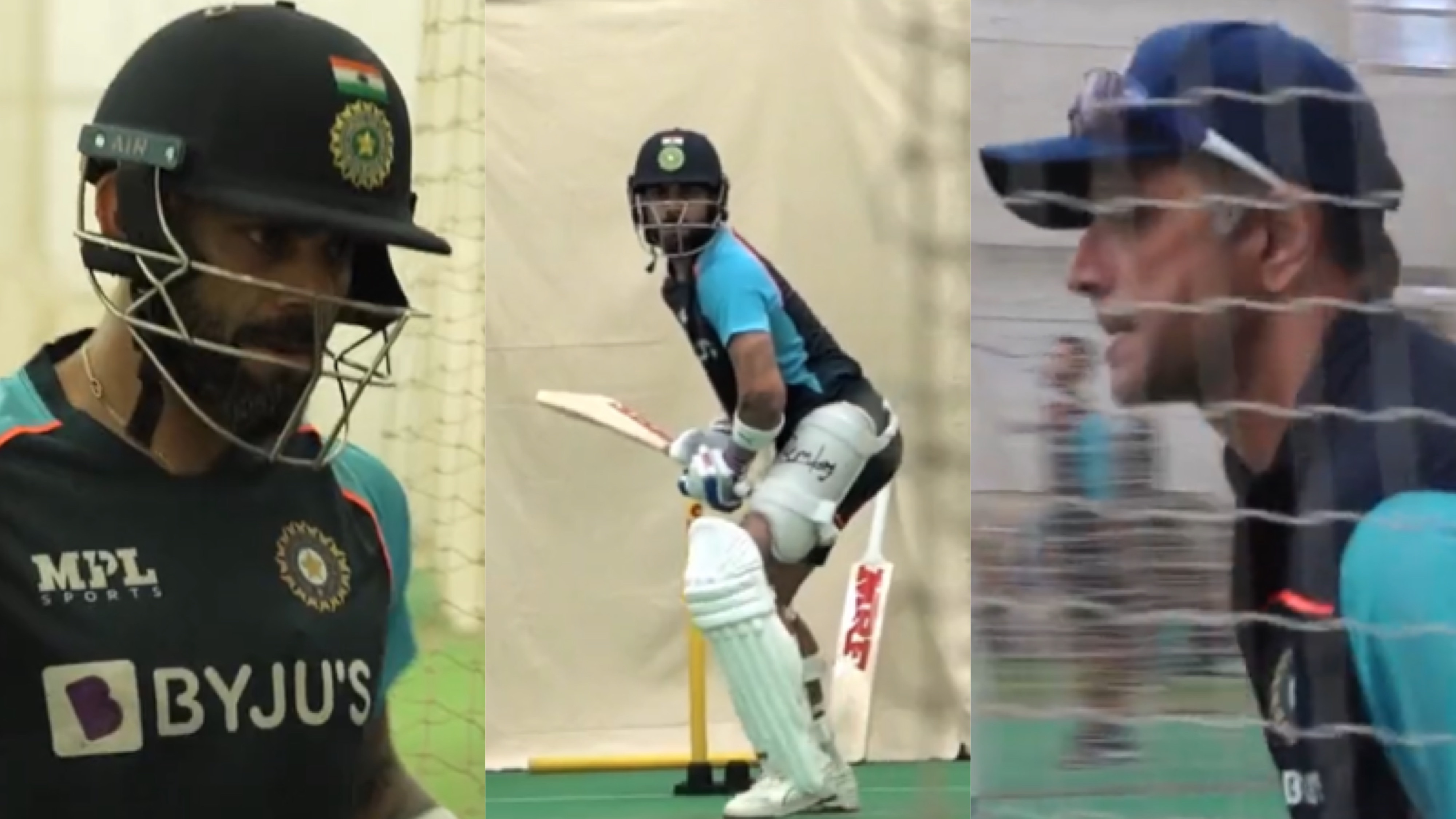IND v NZ 2021: WATCH - Virat Kohli has a hit at indoor nets; takes throwdowns from Rahul Dravid