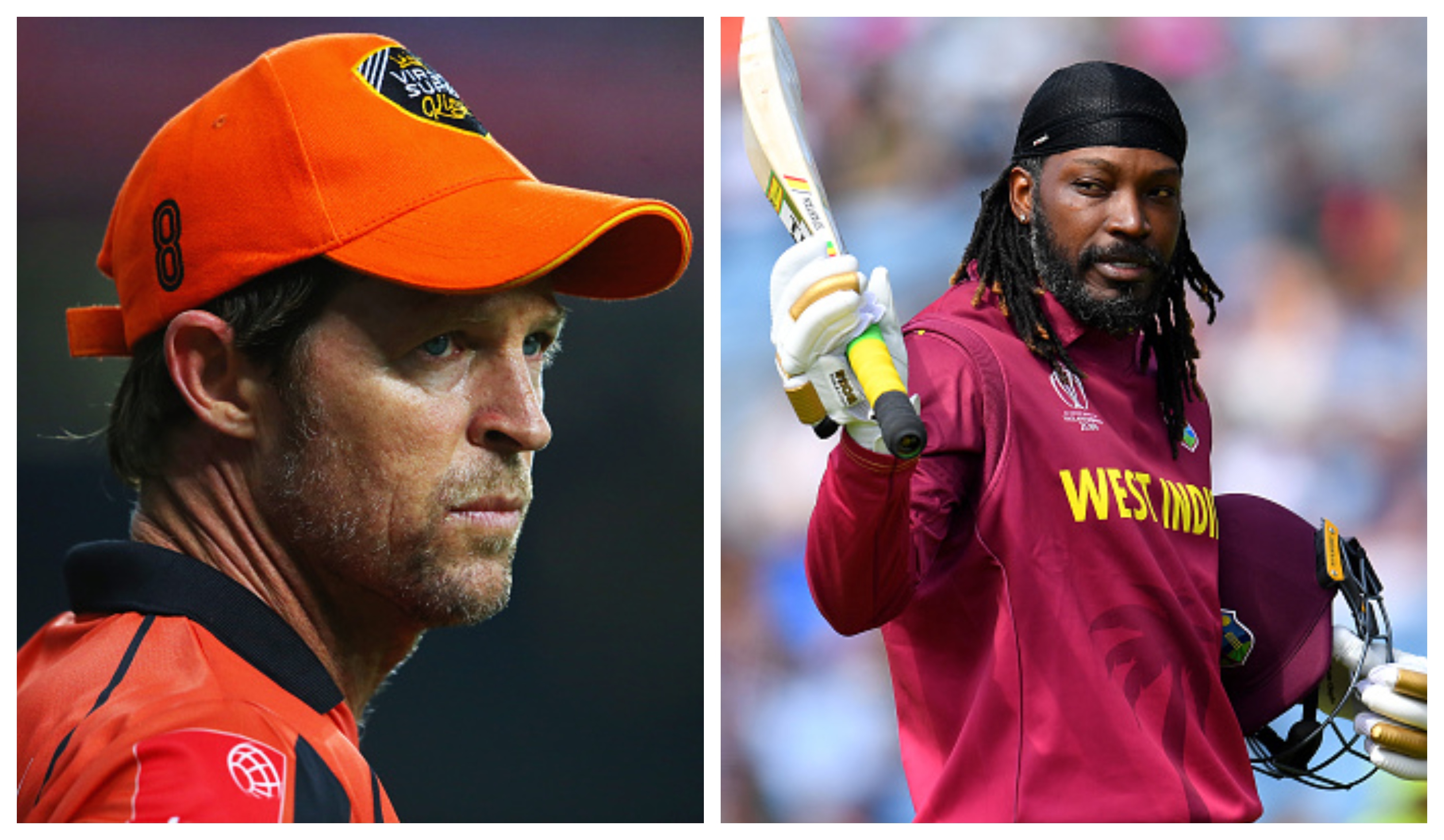 Jonty Rhodes and Chris Gayle | Getty