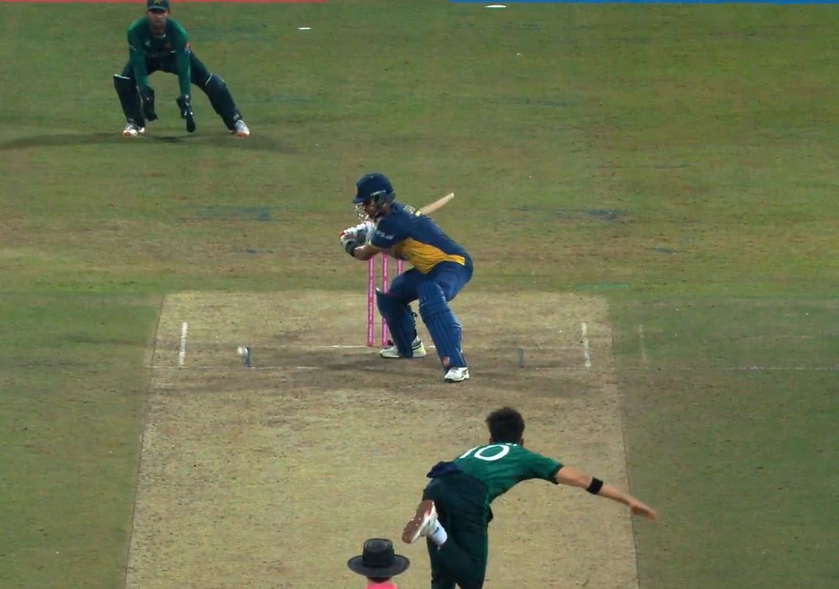 Umpire decided not to call this delivery a wide, denying Sri Lanka a chance to win or tie the game | X