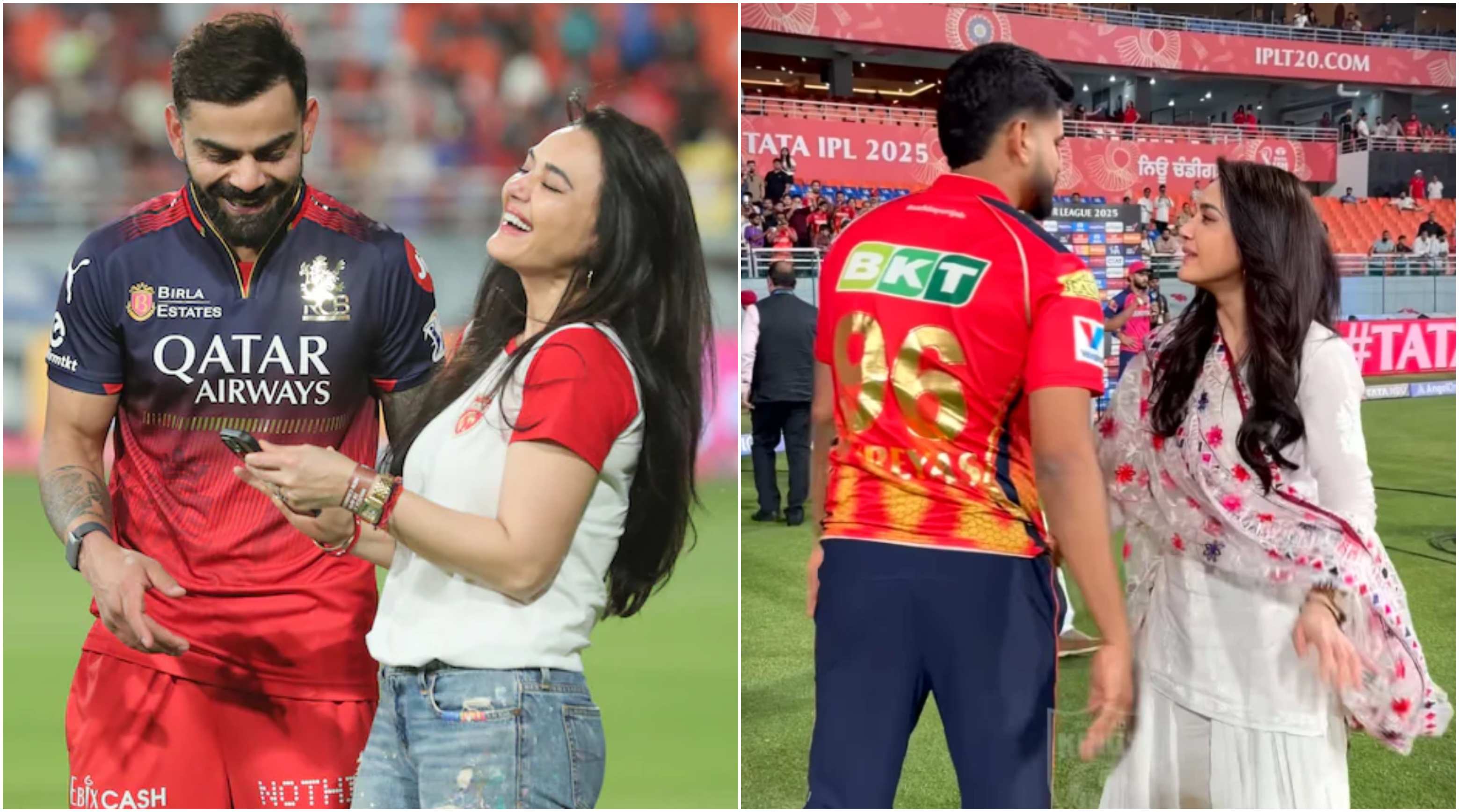 Preity Zinta with Virat Kohli and Shreyas Iyer | X