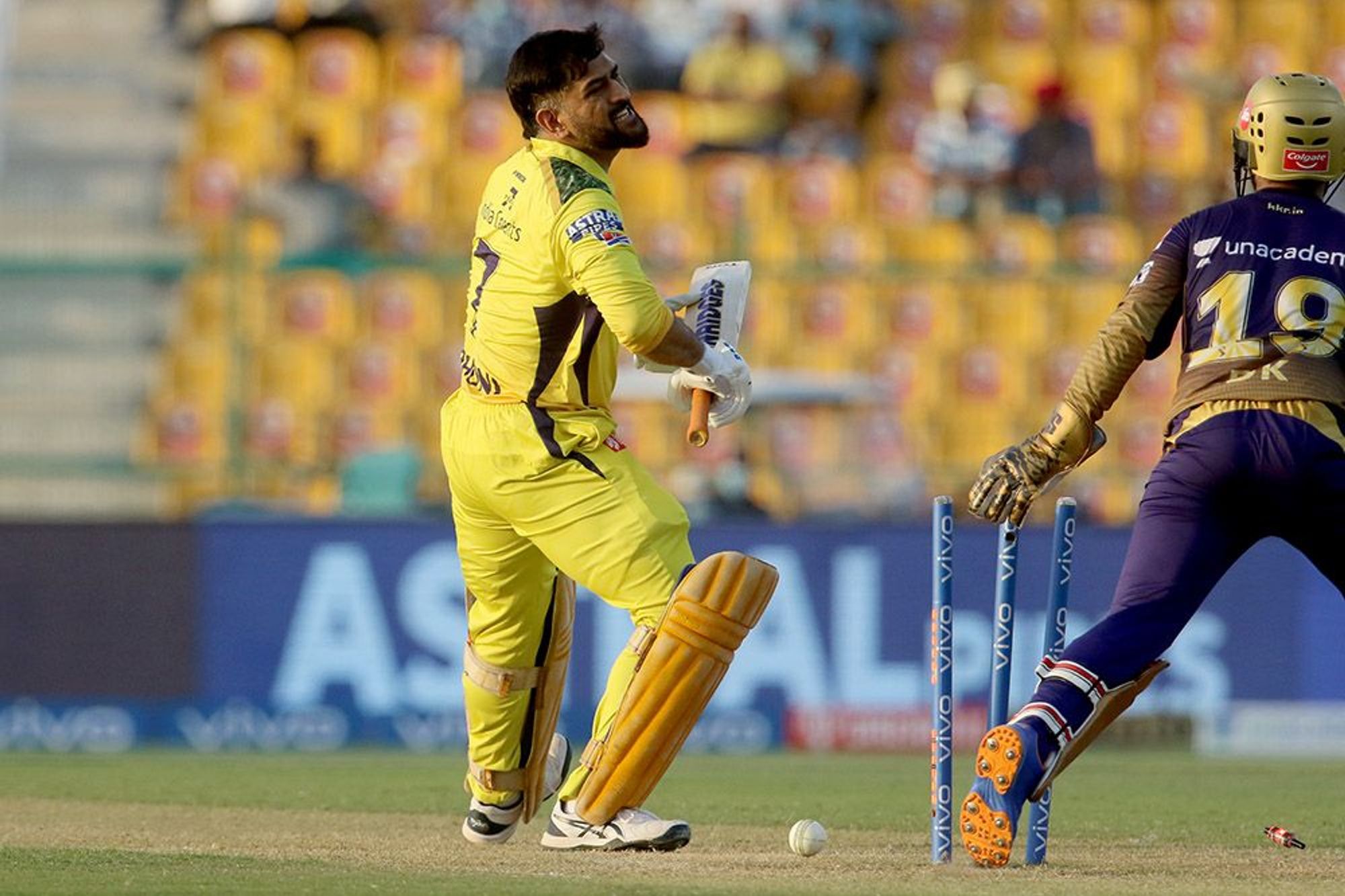 MS Dhoni was clean bowled by Varun Chakravarthy | BCCI/IPL