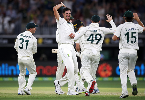 Mitchell Starc celebrating a wicket on Day 2 | Getty Images