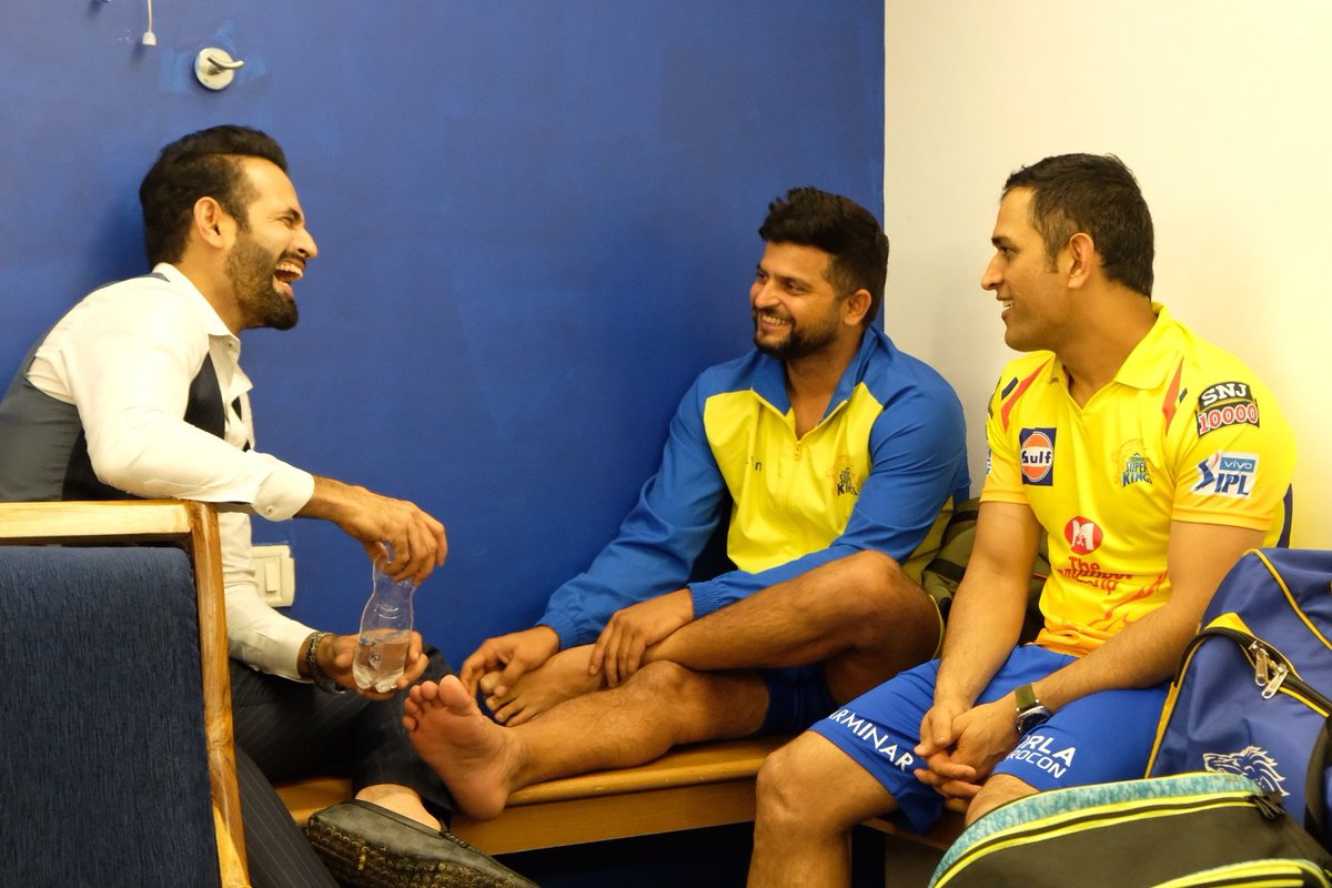 Former CSKian Irfan Pathan shares a laugh with current CSK players | CSK Twitter